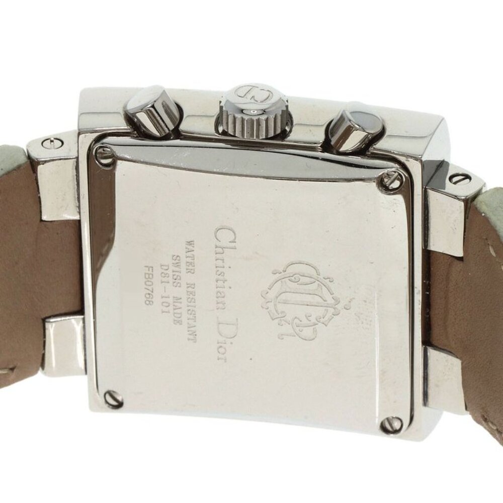 Dior Christian Riva Spark Ring Chronograph Watch SS Leather - Picture 8 of 15